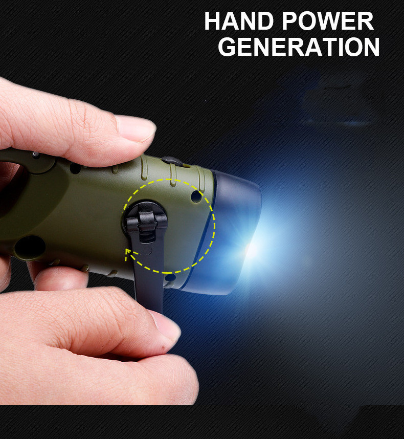 Mini Emergency Hand Crank Solar Self Powered Dynamo Led Flashlight Wind up Led Torch Outdoor Portable for Kids Lithium Battery