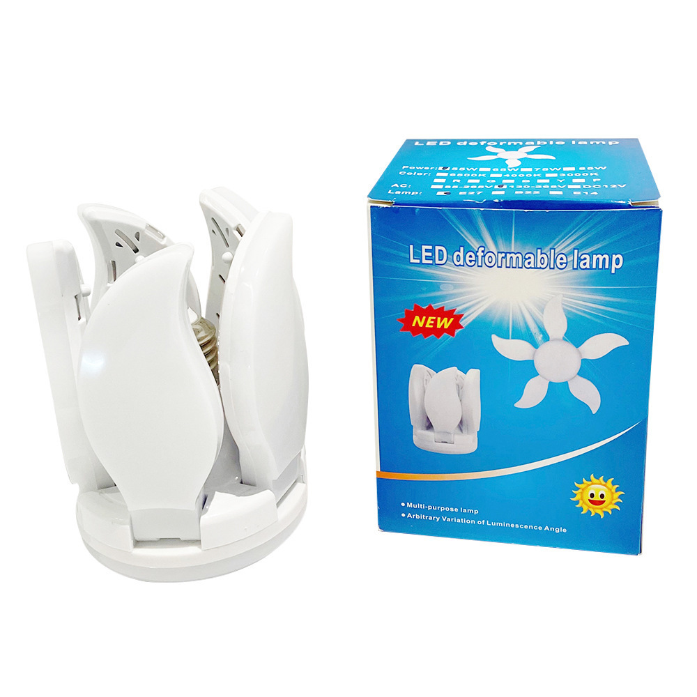 5 Leaves Ceiling Fan Blade led bulb Foldable Lighting 45W 60W 75W Fan White Mango Folding Lamp Led Deformable Lamp