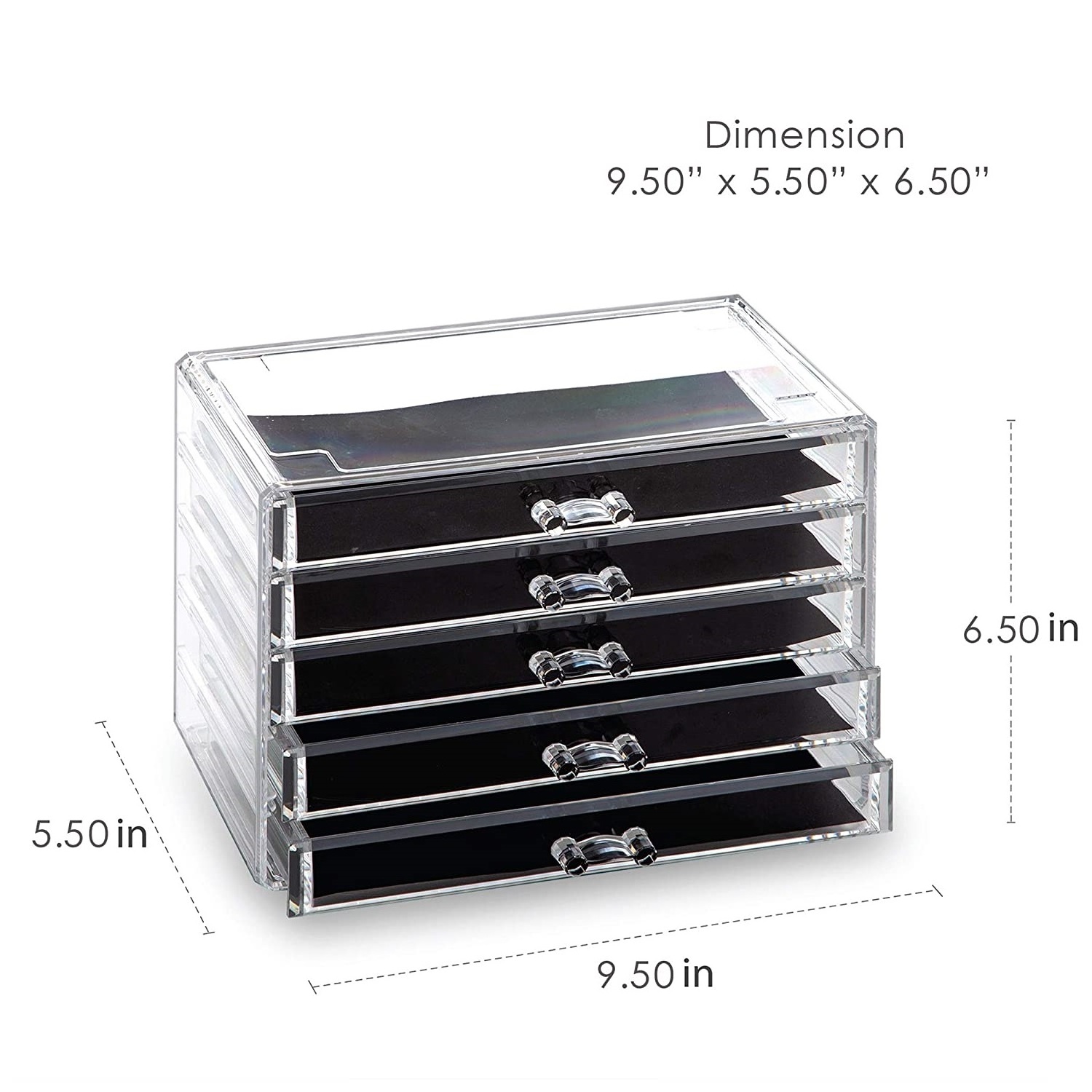 Acrylic Makeup Organizer with 5 Drawers Cosmetic Organizer Jewelry Storage Box Organizer Stackable Desktop Vanity Brushes Clear