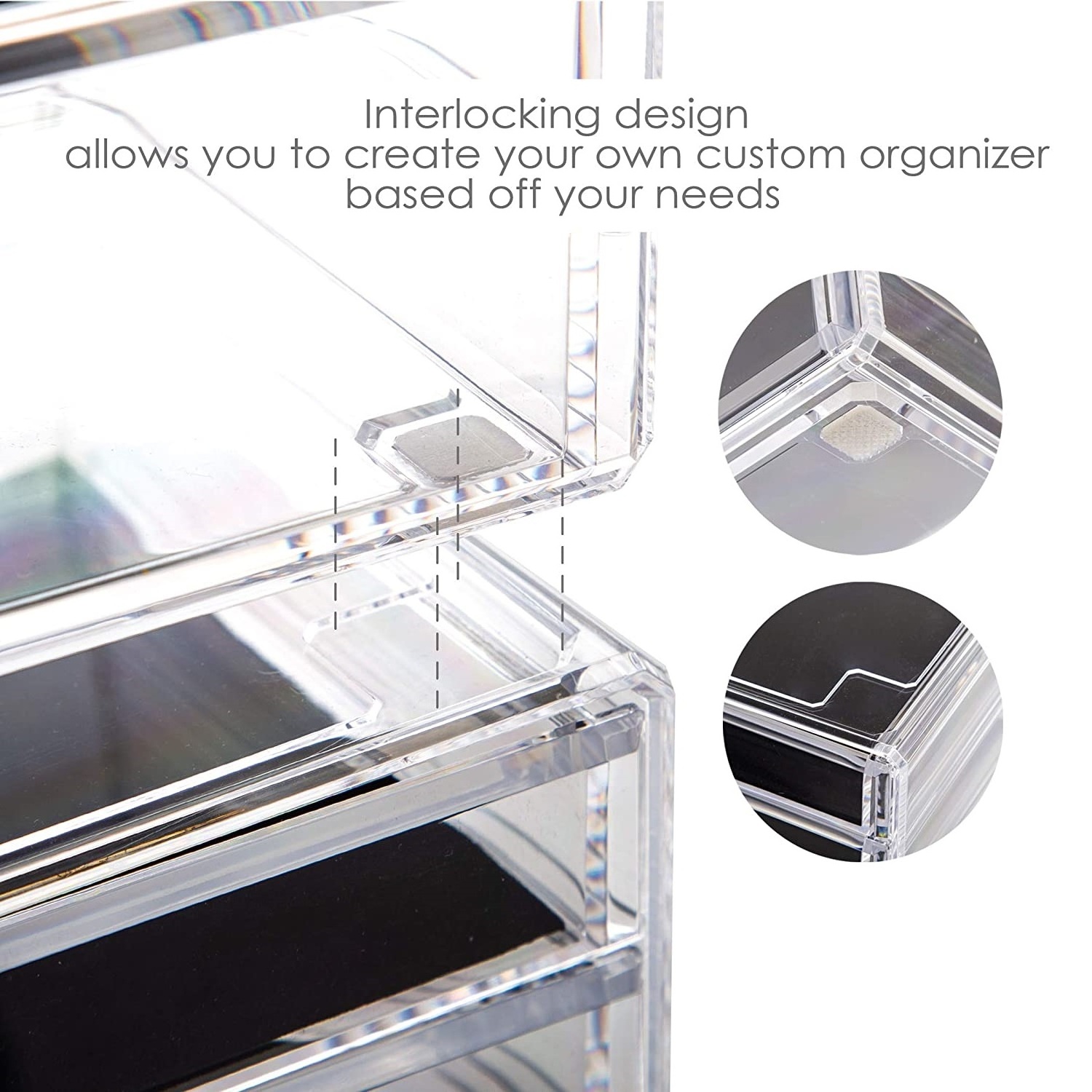 Acrylic Makeup Organizer with 5 Drawers Cosmetic Organizer Jewelry Storage Box Organizer Stackable Desktop Vanity Brushes Clear