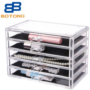 Acrylic Makeup Organizer with 5 Drawers Cosmetic Organizer Jewelry Storage Box Organizer Stackable Desktop Vanity Brushes Clear