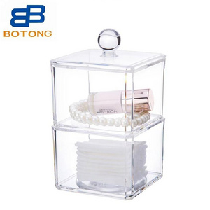 Acrylic Cosmetic Organizer Makeup Organizer Jewelry Storage Box Cotton Pad Swab Q-tip Ball Bud Makeup Pad Sponges  Holder Clear