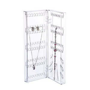 Acrylic Earrings Holder 2 Doors Foldable Necklace Hanging Jewelry Organizer Desktop Organizer Jewelry Storage Holder Transparent