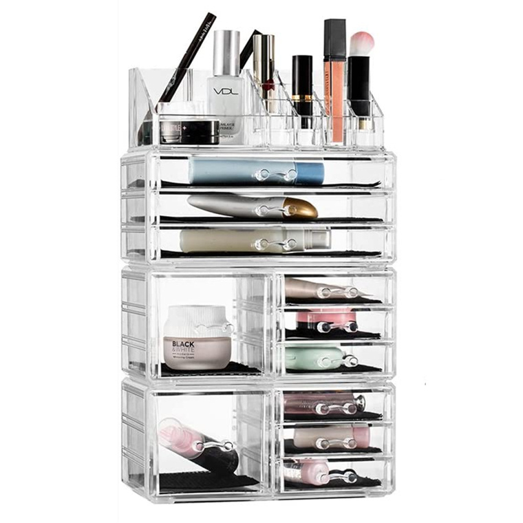 Cosmetic Organizer Acrylic Makeup Organizer Jewelry Storage Box with 11 Drawers Brush Lipstick Holder Stackable Desktop Large