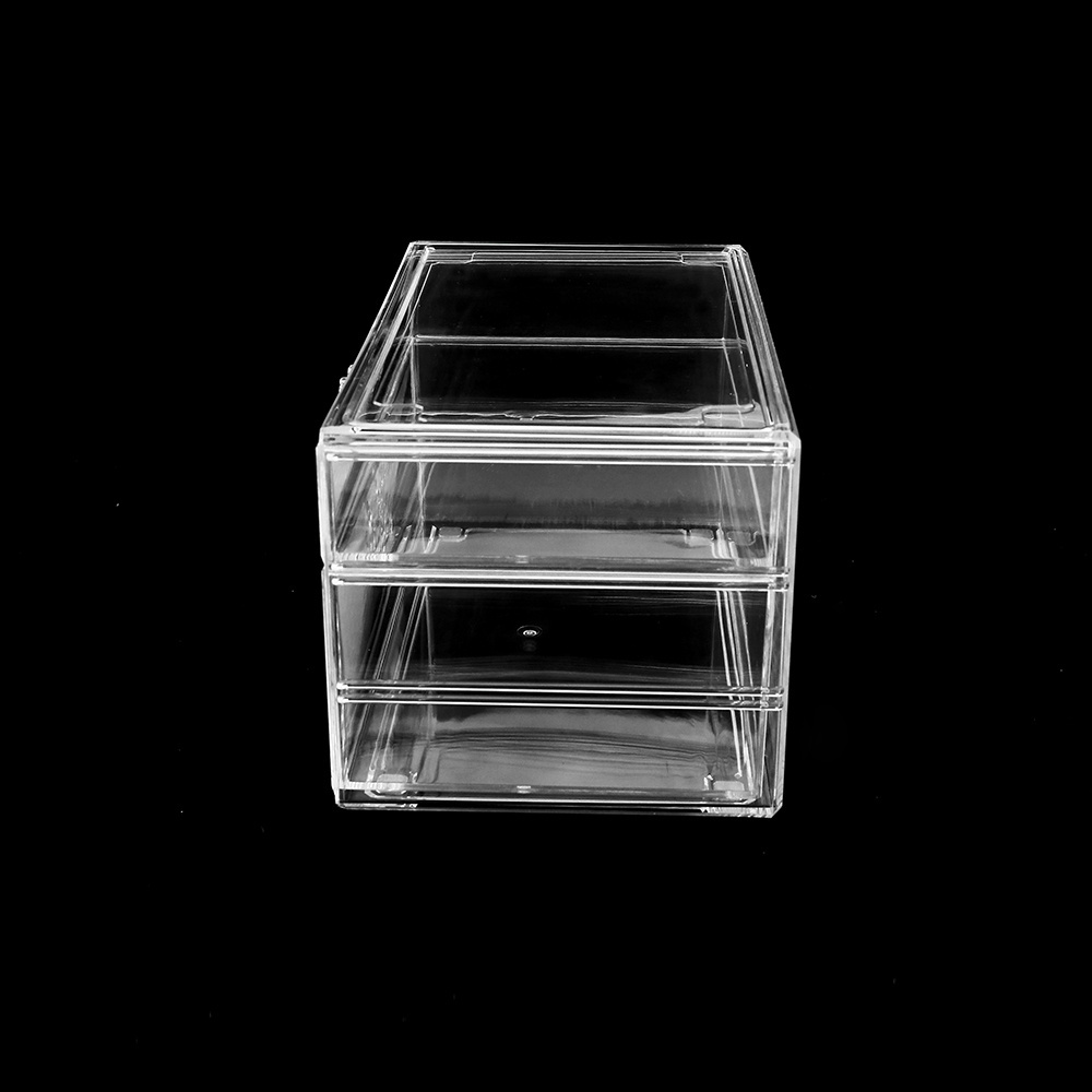 Makeup Organizer Acrylic Jewelry Storage Box Organizer Stackable with 2 Drawers Acrylic Cosmetics Organiser Lotion Desktop Clear