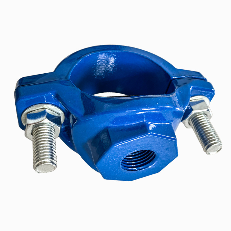 cast iron universal threaded saddle tee half two-pieces round splitted clamp saddle clamp