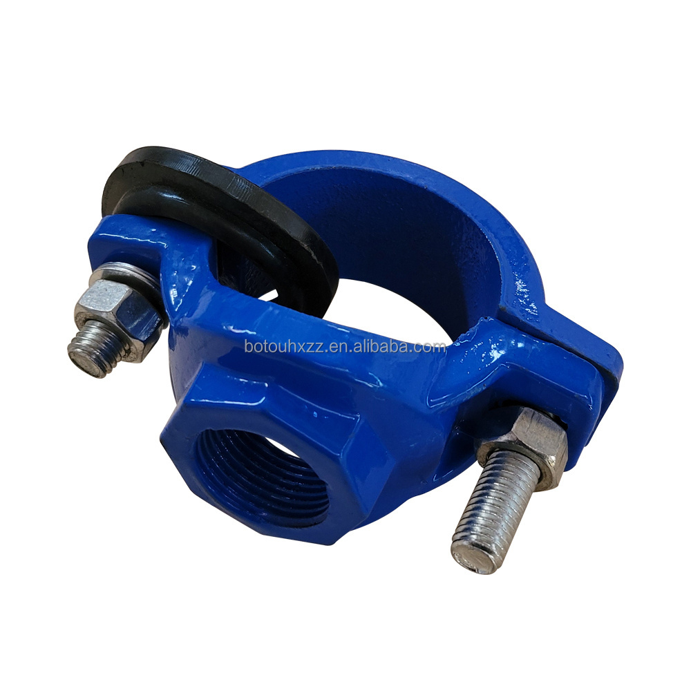 cast iron universal threaded saddle tee half two-pieces round splitted clamp saddle clamp