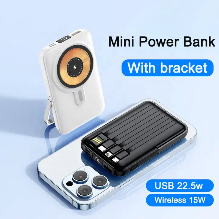 PD22.5W transparent power bank 10000mah wireless magnetic powerbank with holder