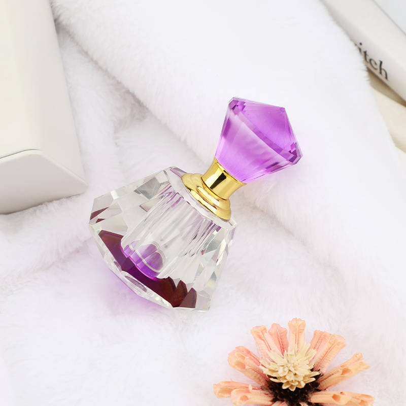 Wholesale 12ml Luxury Pyramid purple bottle Clear Crystal Custom made Perfume Bottle For Personal Care