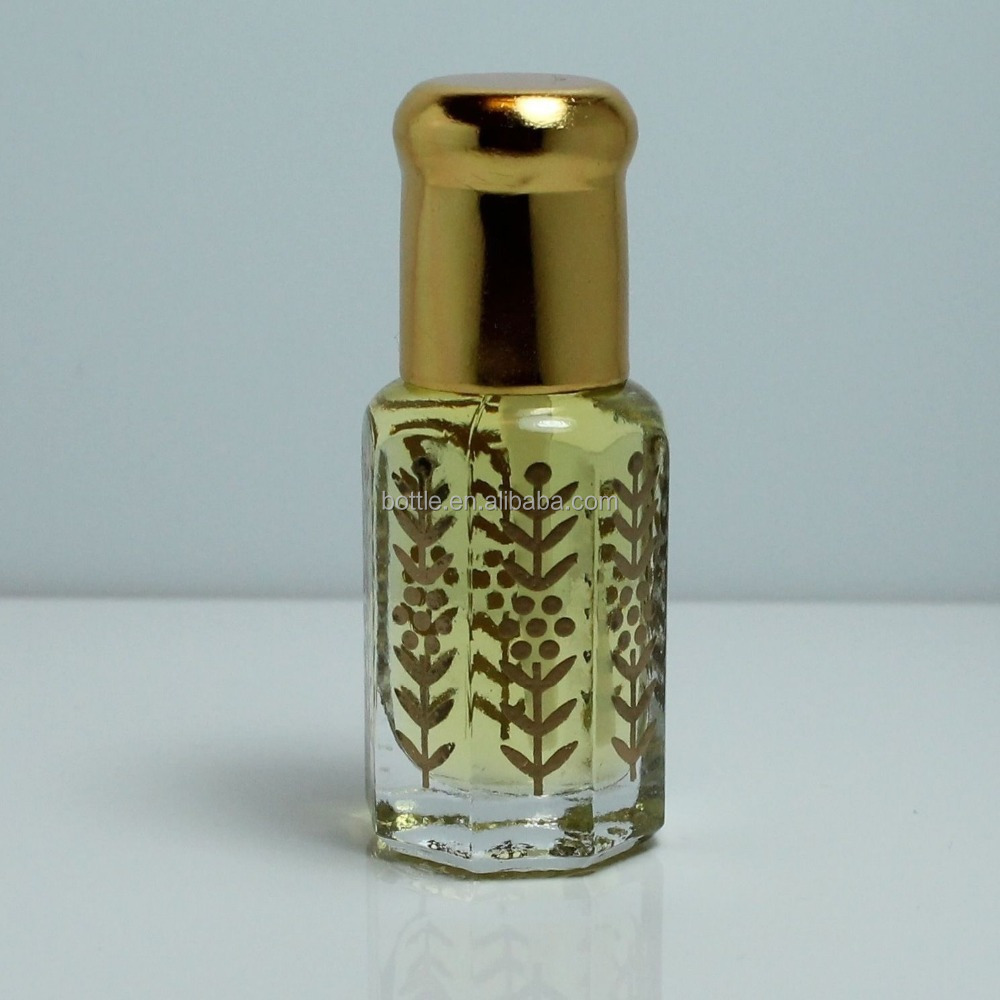 3/6/12 ml wholesale octagonal glass fancy attar bottles with glass stick