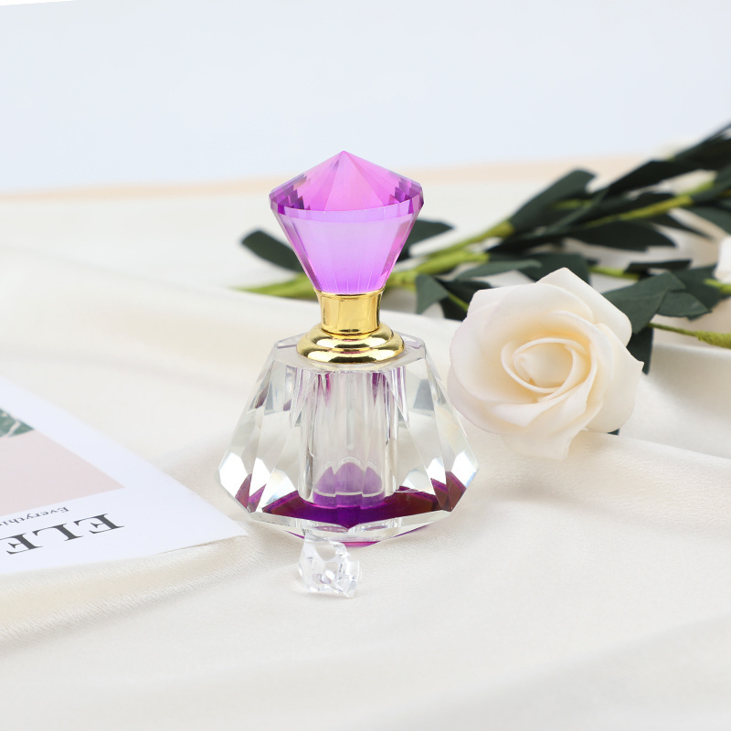 Wholesale 12ml Luxury Pyramid purple bottle Clear Crystal Custom made Perfume Bottle For Personal Care