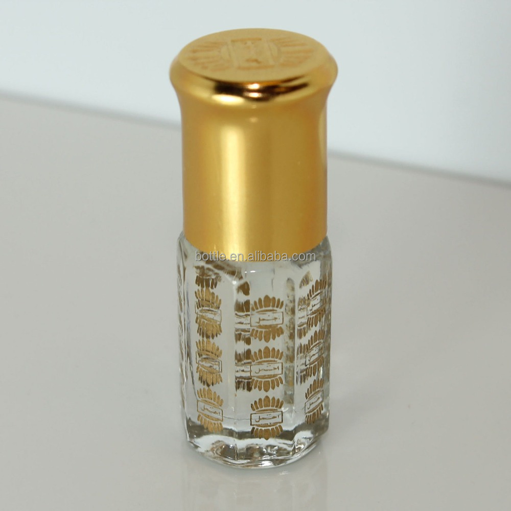 3/6/12 ml wholesale octagonal glass fancy attar bottles with glass stick