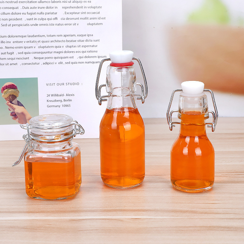 Factory Empty Drinking Glass Beverage Juice Milk Water Bottle With Swing Top 60ml 100ml 150ml