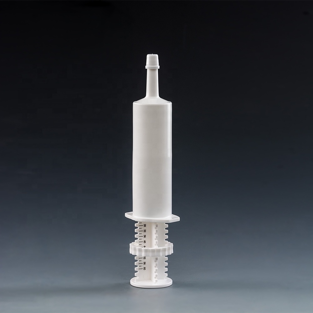 wholesale wide tip animal health supplement packaging 60ml veterinary dial a dose syringe race horse equine paste syringe