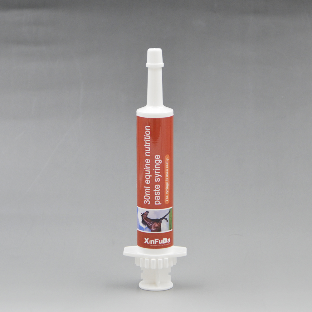 custom Logo OEM disposable 30ml plastic veterinary large multi horse equine oral paste dose syringes with tip cap