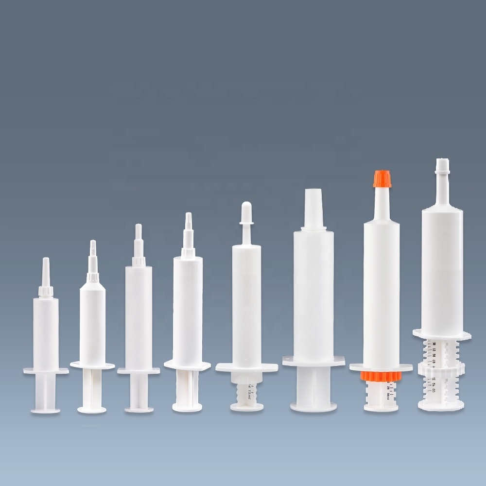 Plastic paste gel packaging dispensing veterinary syringes 5ml/8ml/10ml/13ml/15ml/20ml/30ml/60ml disposable animal syringes