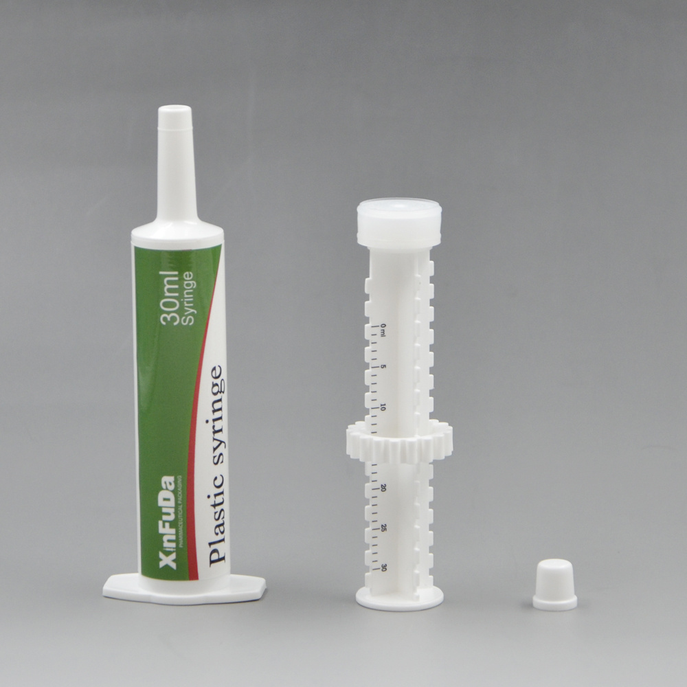 custom Logo OEM disposable 30ml plastic veterinary large multi horse equine oral paste dose syringes with tip cap