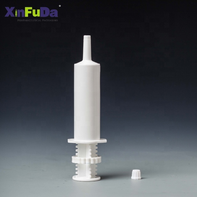 wholesale wide tip animal health supplement packaging 60ml veterinary dial a dose syringe race horse equine paste syringe