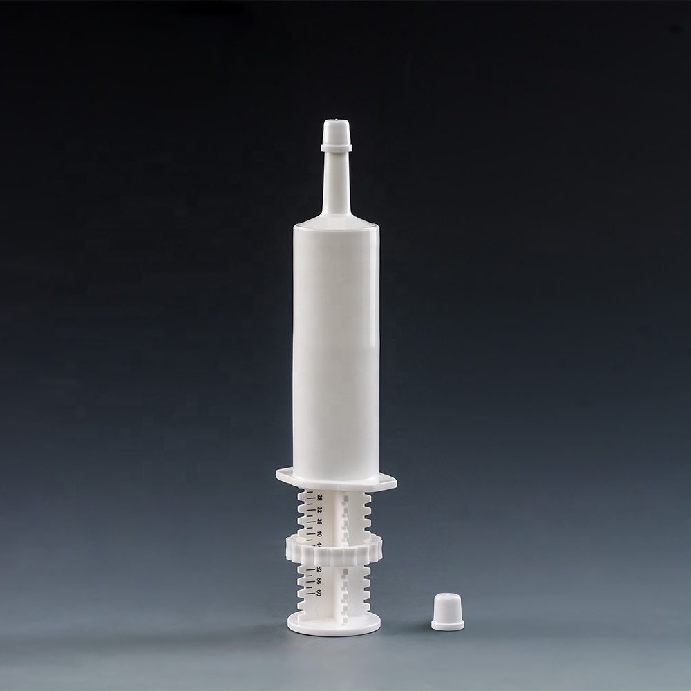 Empty Packaging 60ml Dial a Dose Plastic Oral Paste Dispensing Syringes for Equine Race Horse And sheep wormer