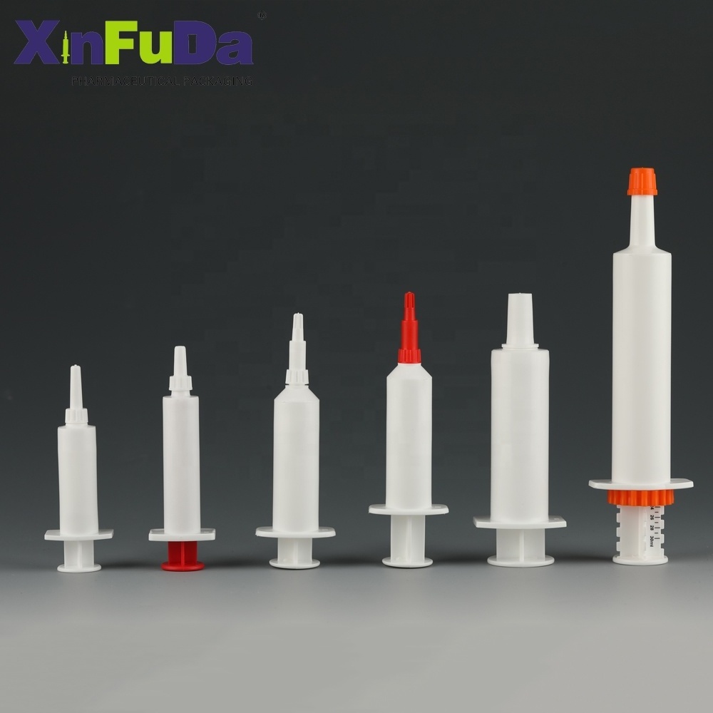 Plastic paste gel packaging dispensing veterinary syringes 5ml/8ml/10ml/13ml/15ml/20ml/30ml/60ml disposable animal syringes