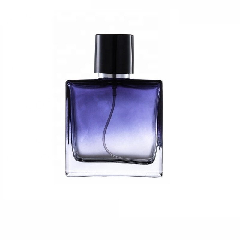 Wholesale high-end men 50ml dark blue transparent perfume bottle