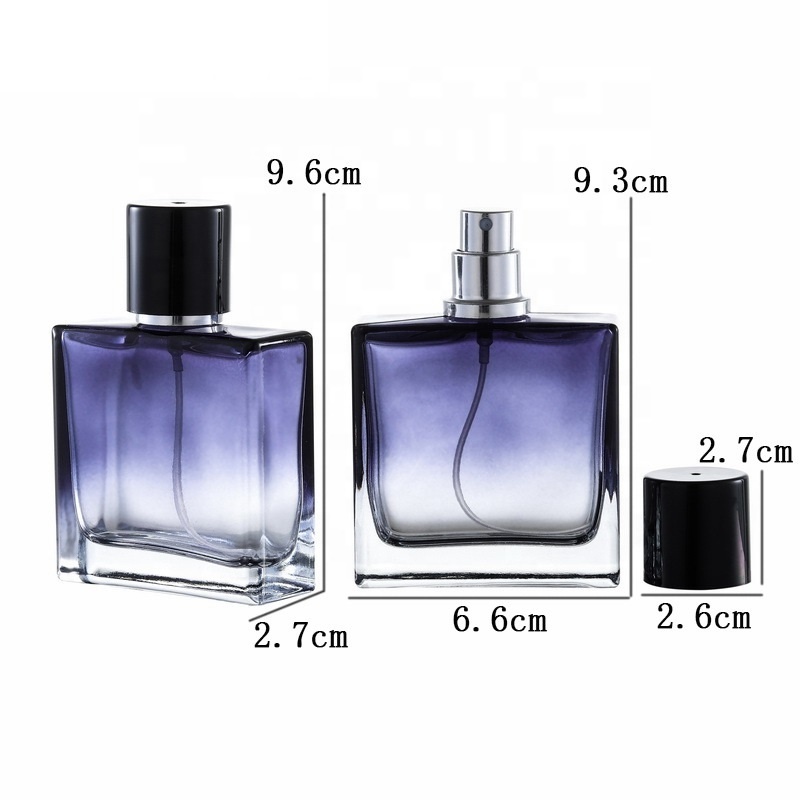 Wholesale high-end men 50ml dark blue transparent perfume bottle