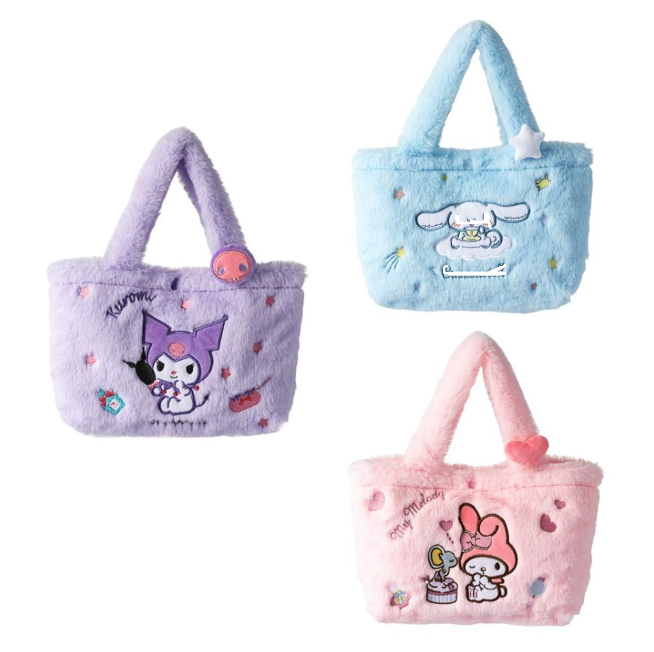 Botu Sanrioed Plush Tote Bag Hello Kitten My Melody Kuromi Kawaii Doll Plush Bags Plush Shoulder Bags Girls