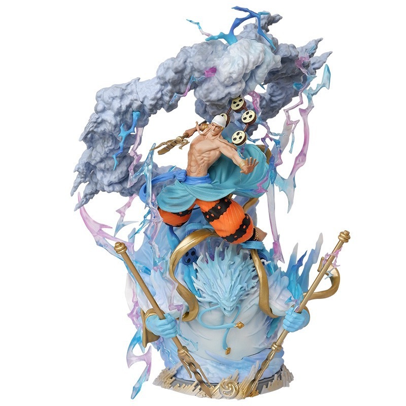 Botu High Quality 37cm One Pieced Enel Anime Figure LS Collectible Figures Resin Model Thunder God Action Figurine Toys