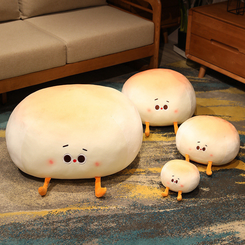 BoTu Cute Plush Simulation Steamed Bun Pillow Stuffed Bun Cartoon Bread Plush Food Girls Sleeping Pillow Cushion Kids Toys Home