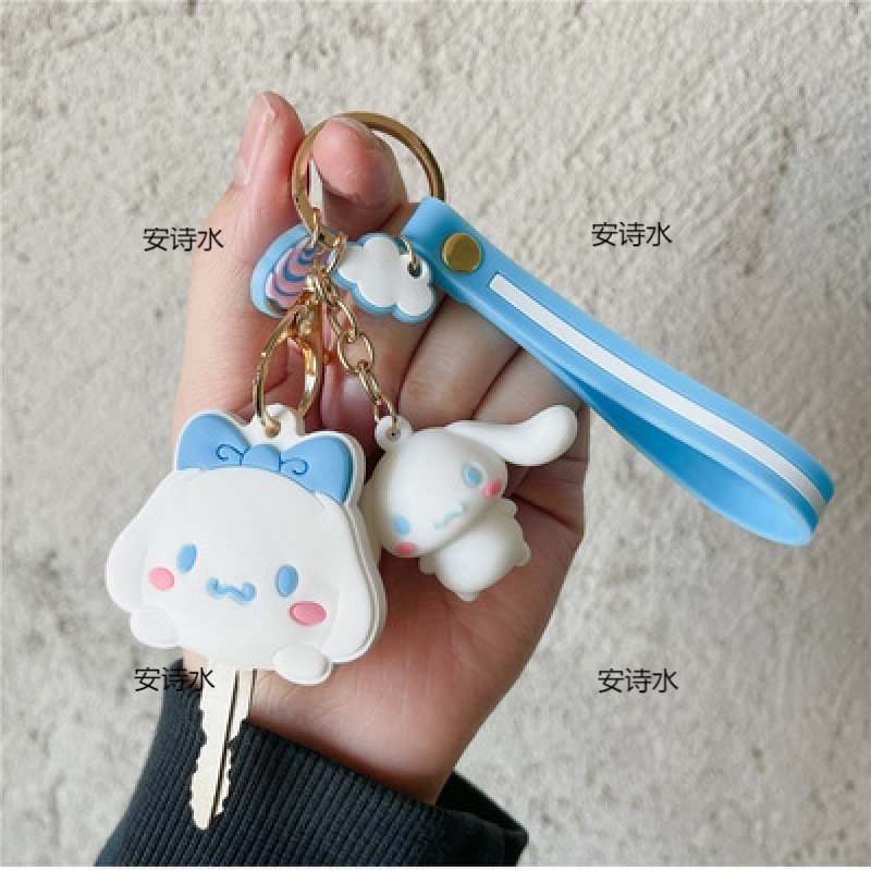 Kawaii Anime My Melody Kuromi Cinnamoroll Key Cover Cartoon Key Chain Pendant Women Key Holder Female Key Ring Gift Toy