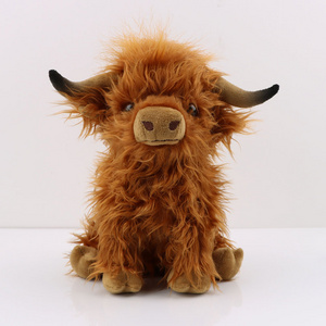 Botu 2023 Manufacturer Custom Highlands Cows Brown Animal Weighted Plush Toy Stuffed Scotish Highland Cow For Kids