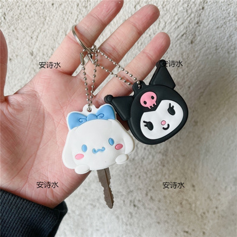 Kawaii Anime My Melody Kuromi Cinnamoroll Key Cover Cartoon Key Chain Pendant Women Key Holder Female Key Ring Gift Toy