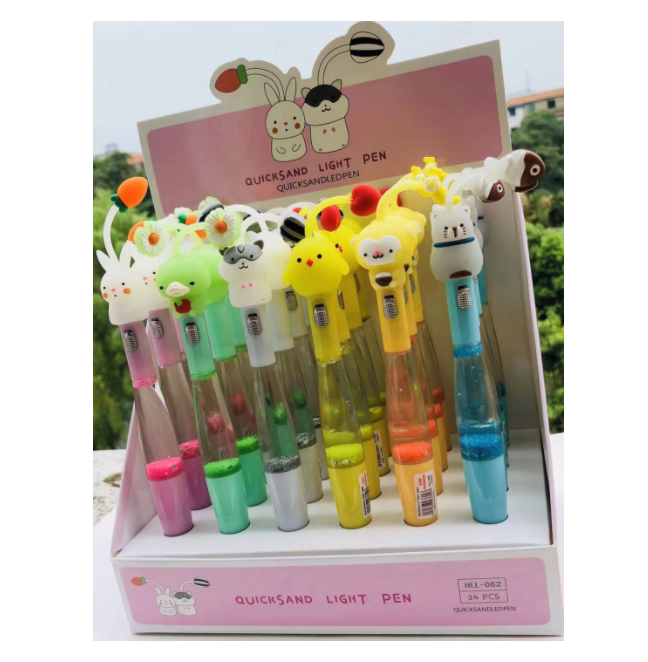 Botu Sanrioed Hello Kitten My Melody Kuromi Quicksand Pen Sequins with Cartoon Light Silicone Pen Head Gel Pen Water  Student