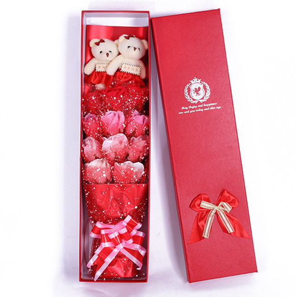 2023 New Valentine's Day Gift Stuffed Teddy Bear Flower Bouquet For Lover Handmade Pretty Pink Soft Teddy Bear Plush Toy Bouquet