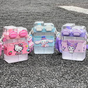 BoTu Kawaii Anime Cinnamoroll Kuromi 700Ml Water Bottles Summer Cute Cartoon Melody Pochacco Portable Double Drink Cup Kids Gift