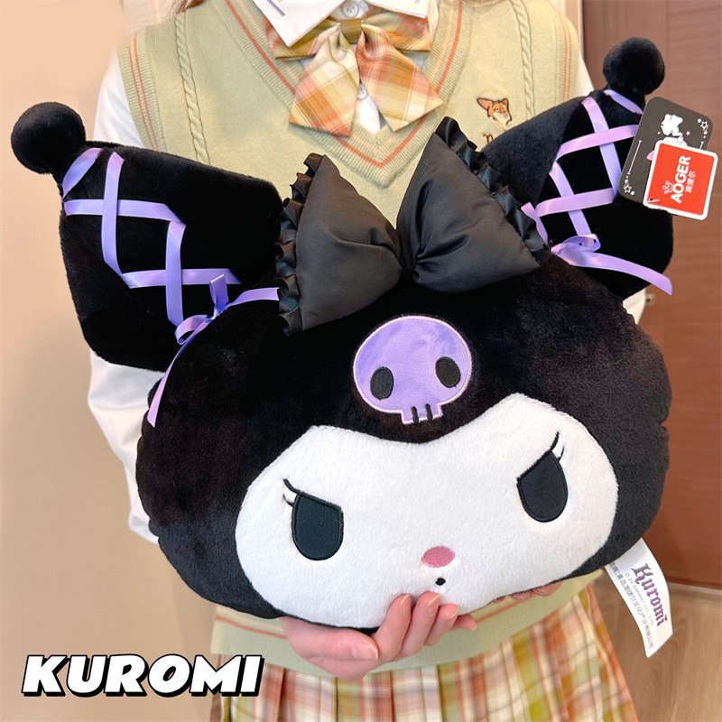 BuTo 35*26cm Big Size Kuromi Stuffed Plush Doll Toys Gifts For Kids Girls Soft Cartoon Lolita Styles Kuromi Plush Throw Pillow