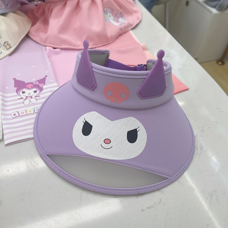 Botu new anime sun hat for kids kawaii anime Kuromi Melody Pochacco Empty Top Hats Sunscreen Ultraviolet-Proof Large Brim hat