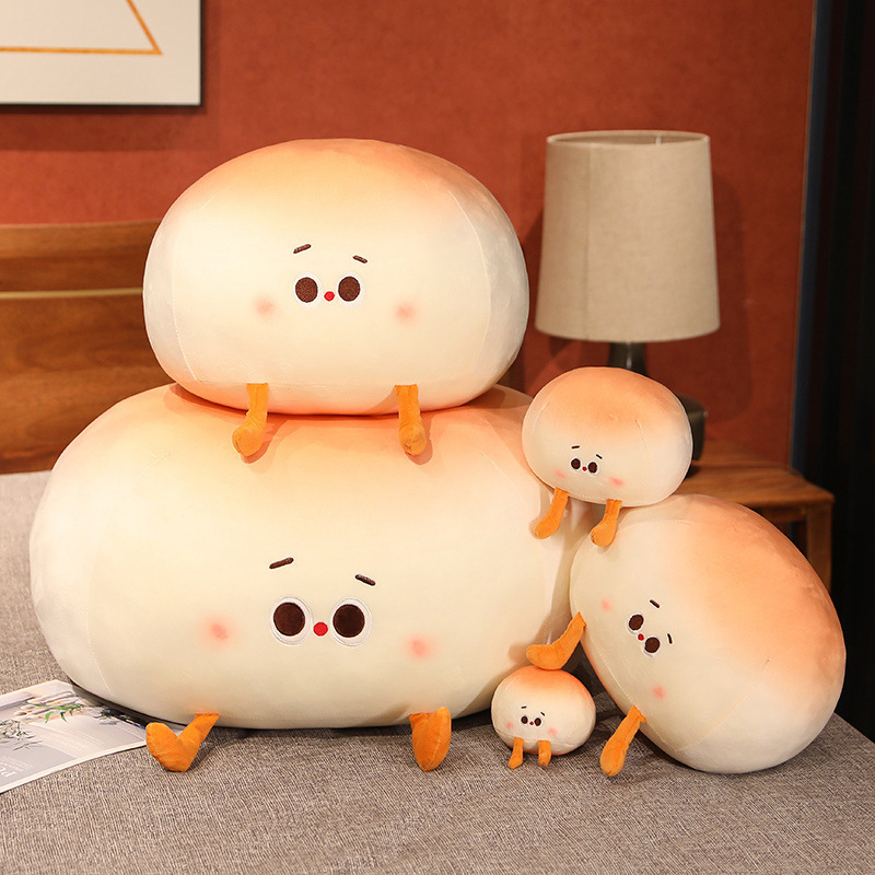 BoTu Cute Plush Simulation Steamed Bun Pillow Stuffed Bun Cartoon Bread Plush Food Girls Sleeping Pillow Cushion Kids Toys Home