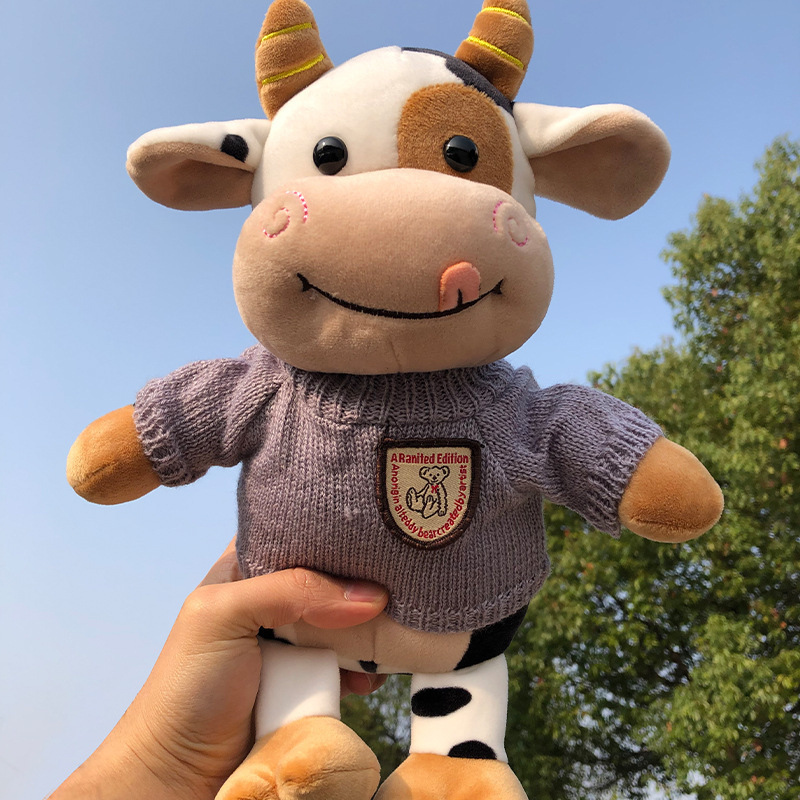 Custom 30-75CM Cute Cattle Plush Toy Stuffed Kawaii Milk Cow Soft Animals Doll Pillow For Kids Girls Nice Birthday Wedding Gifts