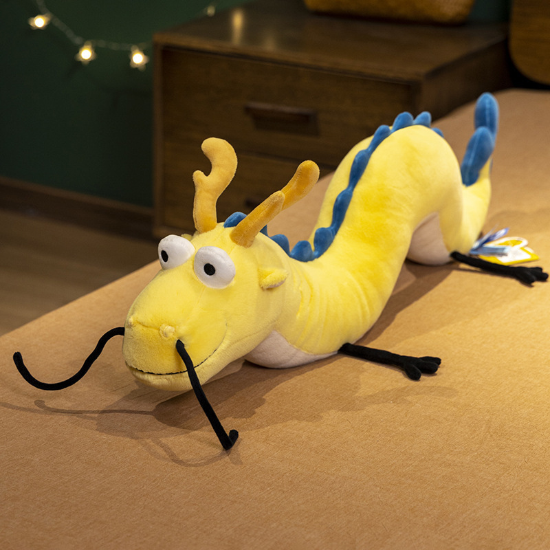 New stuffed animal toy yellow dragon animal plushies doll soft lazy and wave chinese dragon plush toy plush long throw pillow