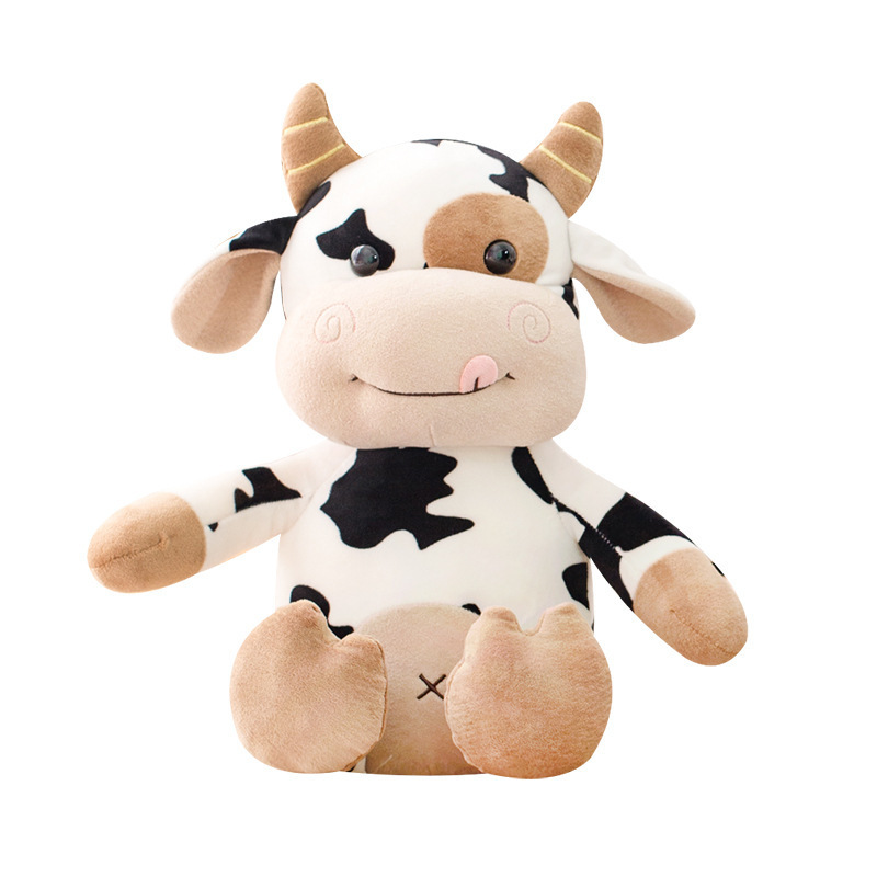 Custom 30-75CM Cute Cattle Plush Toy Stuffed Kawaii Milk Cow Soft Animals Doll Pillow For Kids Girls Nice Birthday Wedding Gifts