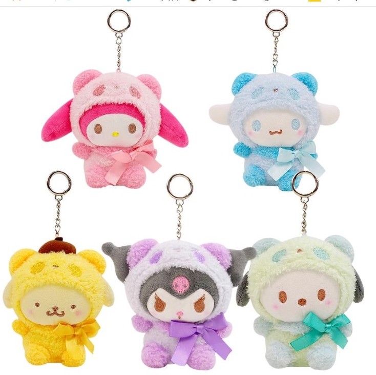 Botu  Sanrioed 12cm Kuromi My Melody K Cat Pc Dog Hello Kitten Keychain Anime Plush Figure Pendant Accessories Cute Animals Toys