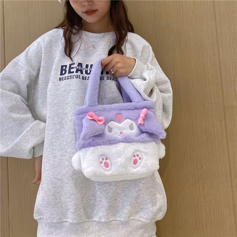 Botu Sanrioed Kawaii Crossbody Bag Cartoon Plush Kuromi Girls Wallets Cute Anime Lolita Handbag for kids Teenagers Lovely Bag