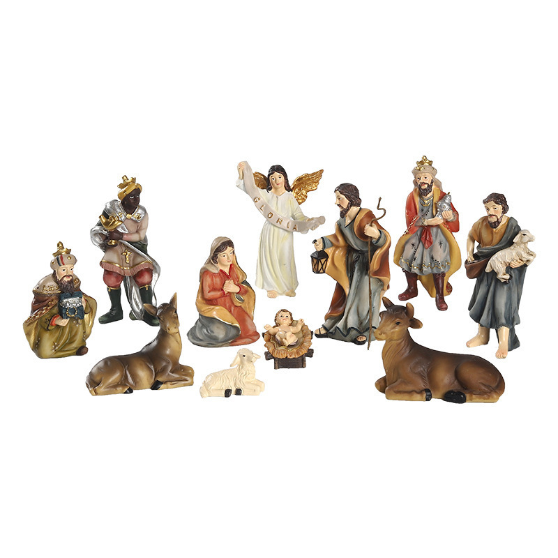 Botu Nativity Ornaments Jesus Decor Animal Tabletop Decor Gifts For Office Resin Jesus Christmas Figurine Resin Church Statues