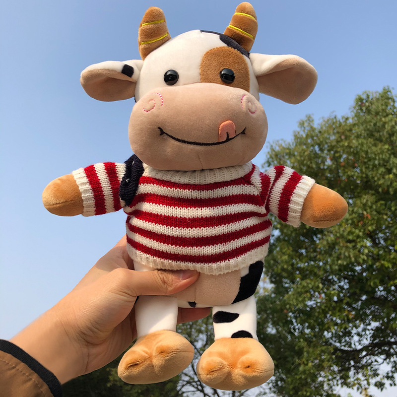 Custom 30-75CM Cute Cattle Plush Toy Stuffed Kawaii Milk Cow Soft Animals Doll Pillow For Kids Girls Nice Birthday Wedding Gifts