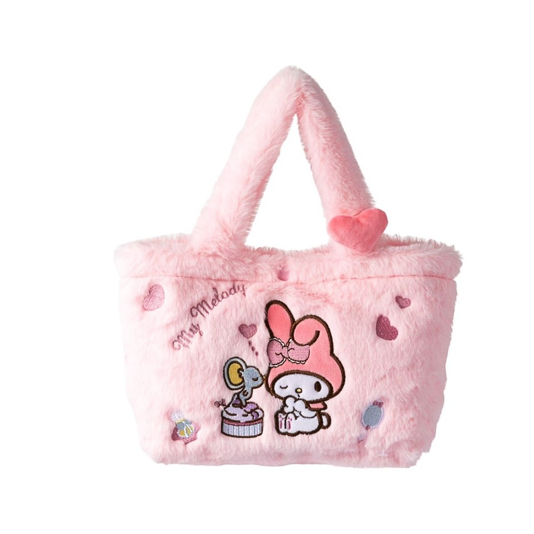 Botu Sanrioed Plush Tote Bag Hello Kitten My Melody Kuromi Kawaii Doll Plush Bags Plush Shoulder Bags Girls