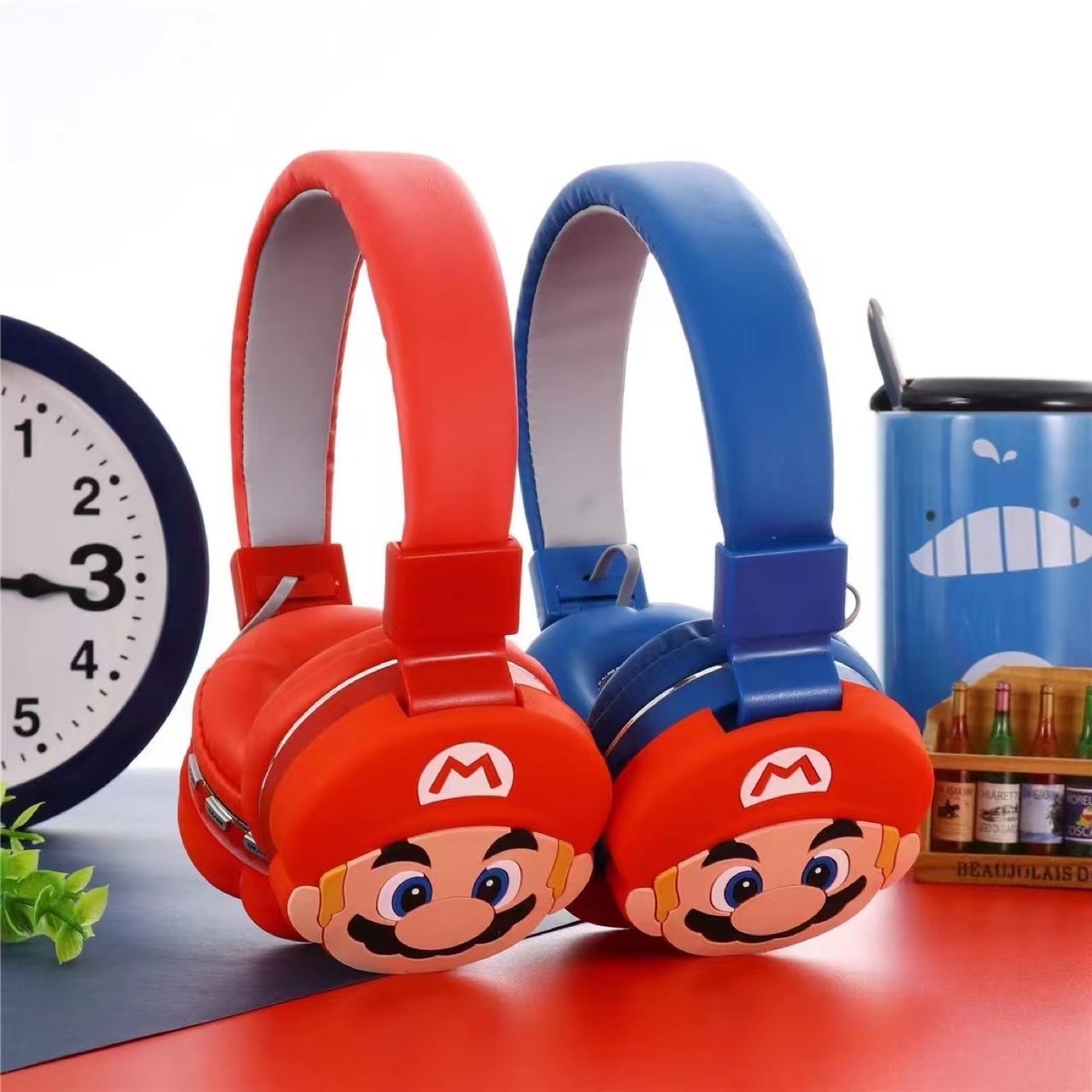 Botu Cartoon Headphone Kuromi Hello Kt Cute Wireless Bluetooth Headphones Kid Headset Girl Headset Christmas Gift Mario Earphone