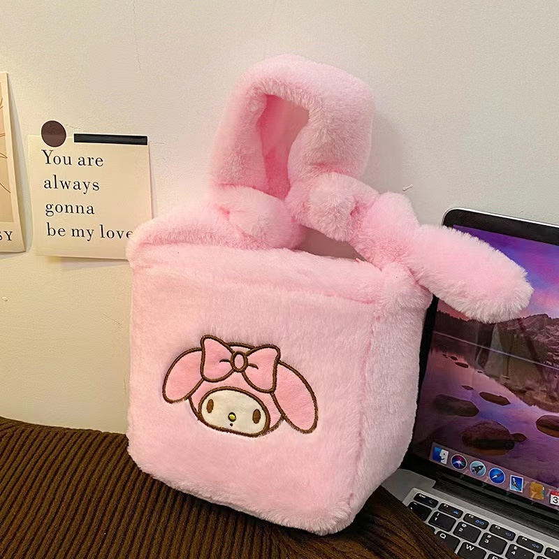 Botu Wholesale Plush Handbags Sanrioes My Melody Kuromi Hello Kt Anime Kawaii Cartoon Plush Bag Shoulder Tote Bags Hand Bag