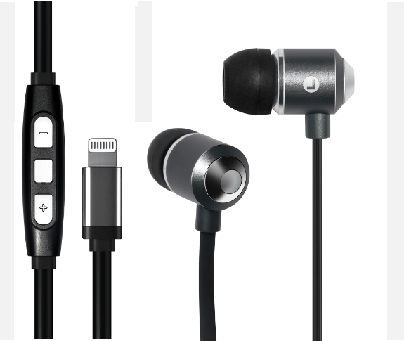 high quality light ning in ear earphone with mic stereo high bass headphones for iphone