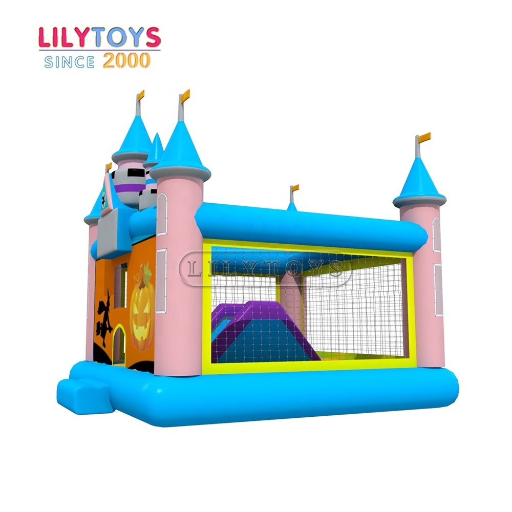 Halloween pumpkin theme Home use small size pvc inflatable jumping  bouncy castle for party